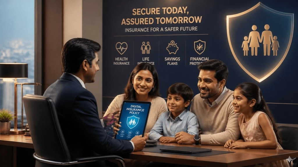 Insurance Advisor in Jalandhar helping a family choose the right health and life insurance plan at DRJ Wealth